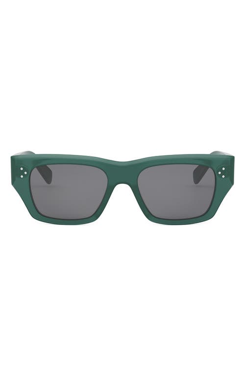 Shop Celine Bold 3 Dots 53mm Geometric Sunglasses In Shiny Dark Green/smoke