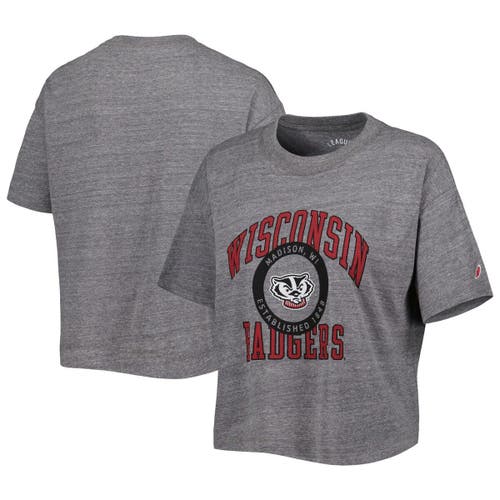 Women's League Collegiate Wear Heather Gray Wisconsin Badgers Intramural Midi Seal Tri-Blend T-Shirt