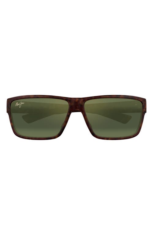 Maui Jim Uila 62mm Oversize Polarizedplus2® Wrap Sunglasses In Matte Dark Havana