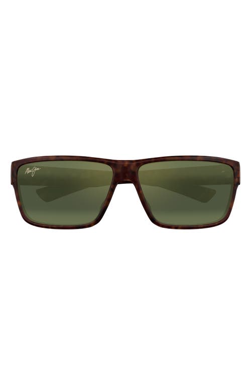 Maui Jim Uila 62mm Oversize PolarizedPlus2® Wrap Sunglasses in Matte Dark Havana 