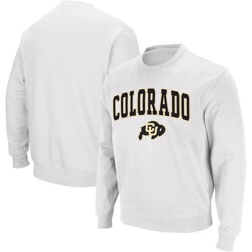 Men's Colosseum White Colorado Buffaloes Arch & Logo Crew Neck Sweatshirt
