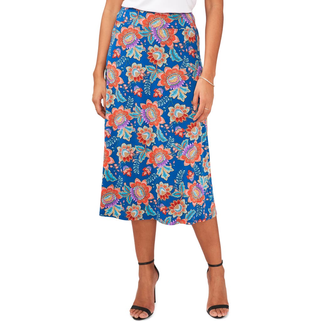 Chaus Floral Midi Skirt In Blue/red/multi