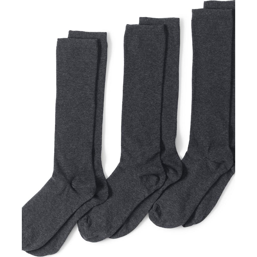 Lands' End 3-pack Seamless Toe Solid Trouser Socks In Charcoal Heather