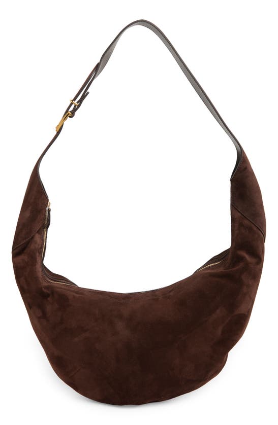 The August Hobo in Coffee Suede– KHAITE