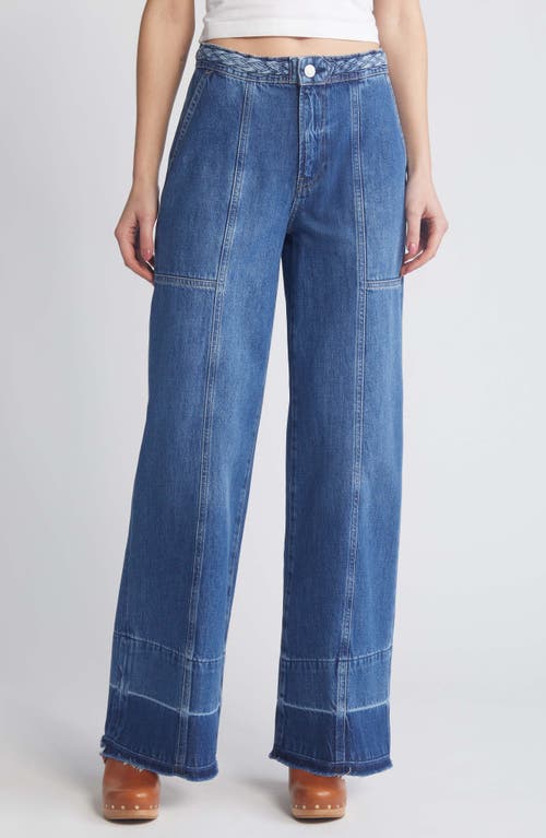 FRAME Pixie Braided Waistband Wide Leg Jeans in Dewdrop at Nordstrom, Size 28P