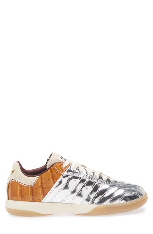 Adidas Originals Adidas X Wales Bonner Samba Panelled Metallic Leather Sneakers In Silver Metallic/easy Yellow