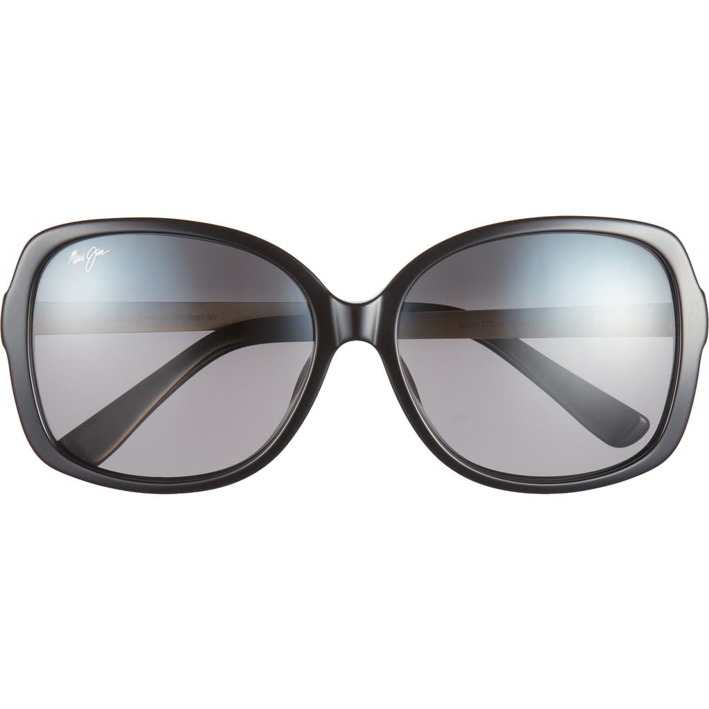 Maui Jim 58mm Polarized Oval Sunglasses In Black Silver Grey