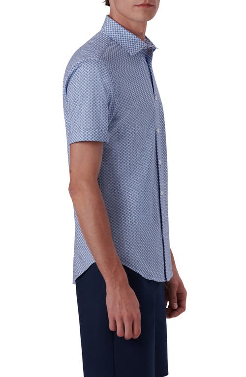 Shop Bugatchi Miles Ooohcotton® Short Sleeve Button-up Shirt In Air Blue