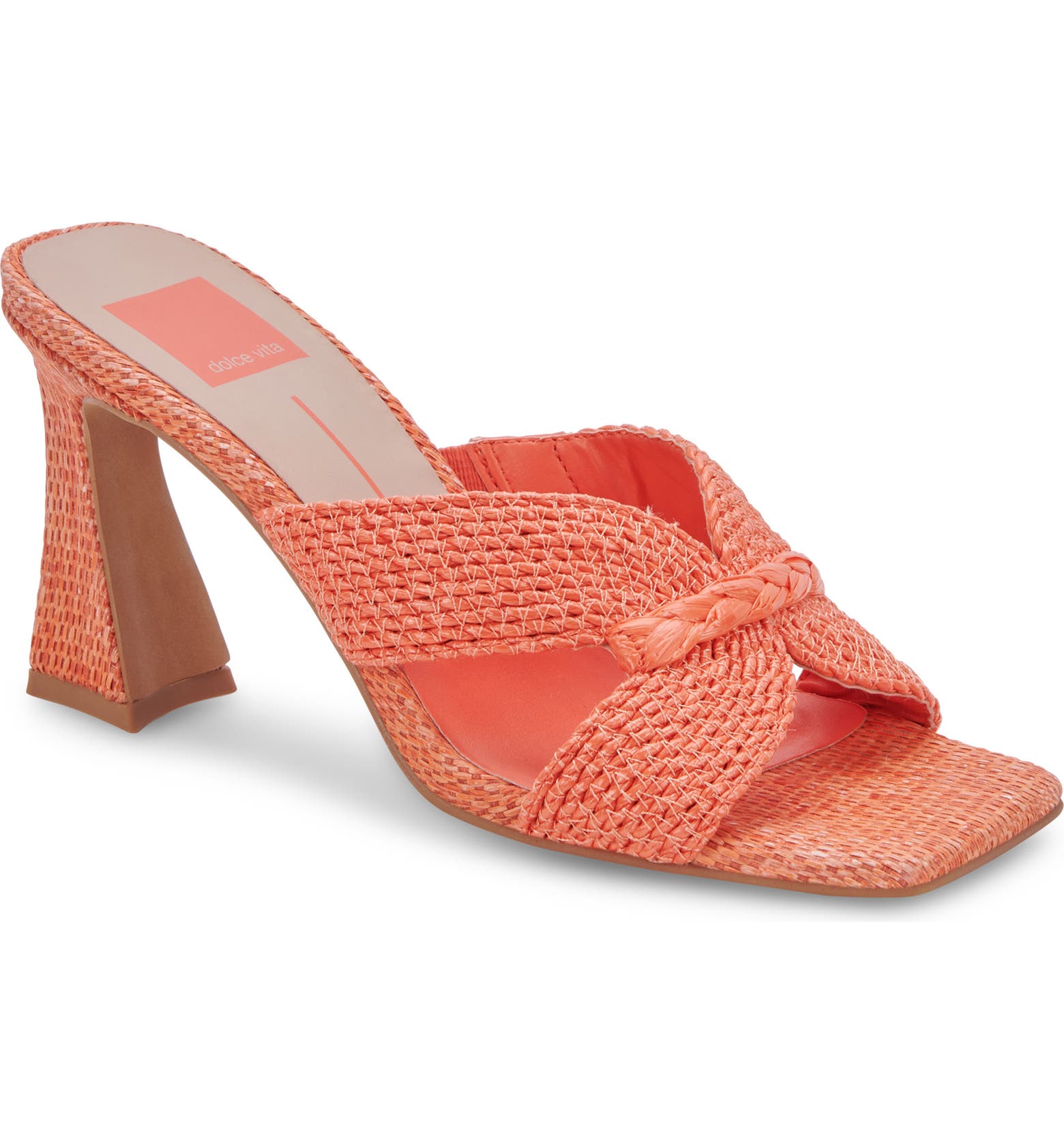 Coral high heeled mules