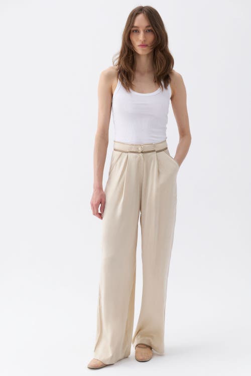 Shop Nocturne Pleated Palazzo Pants In Ivory