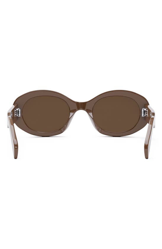 Shop Celine Triomphe 52mm Oval Sunglasses In Shiny Light Brown