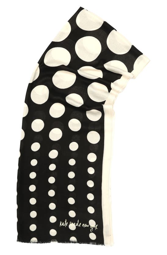 Shop Kate Spade Dots & Bubbles Oblong Scarf In Black/ Cream