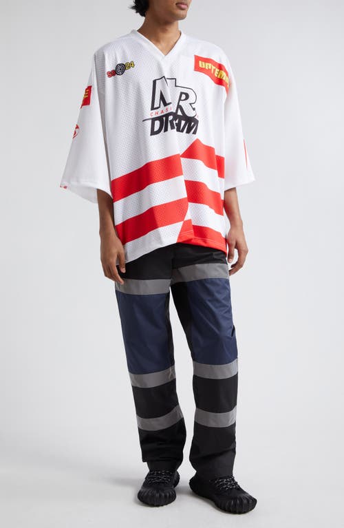 Martine Rose Gender Inclusive Oversize Football Jersey In White/red