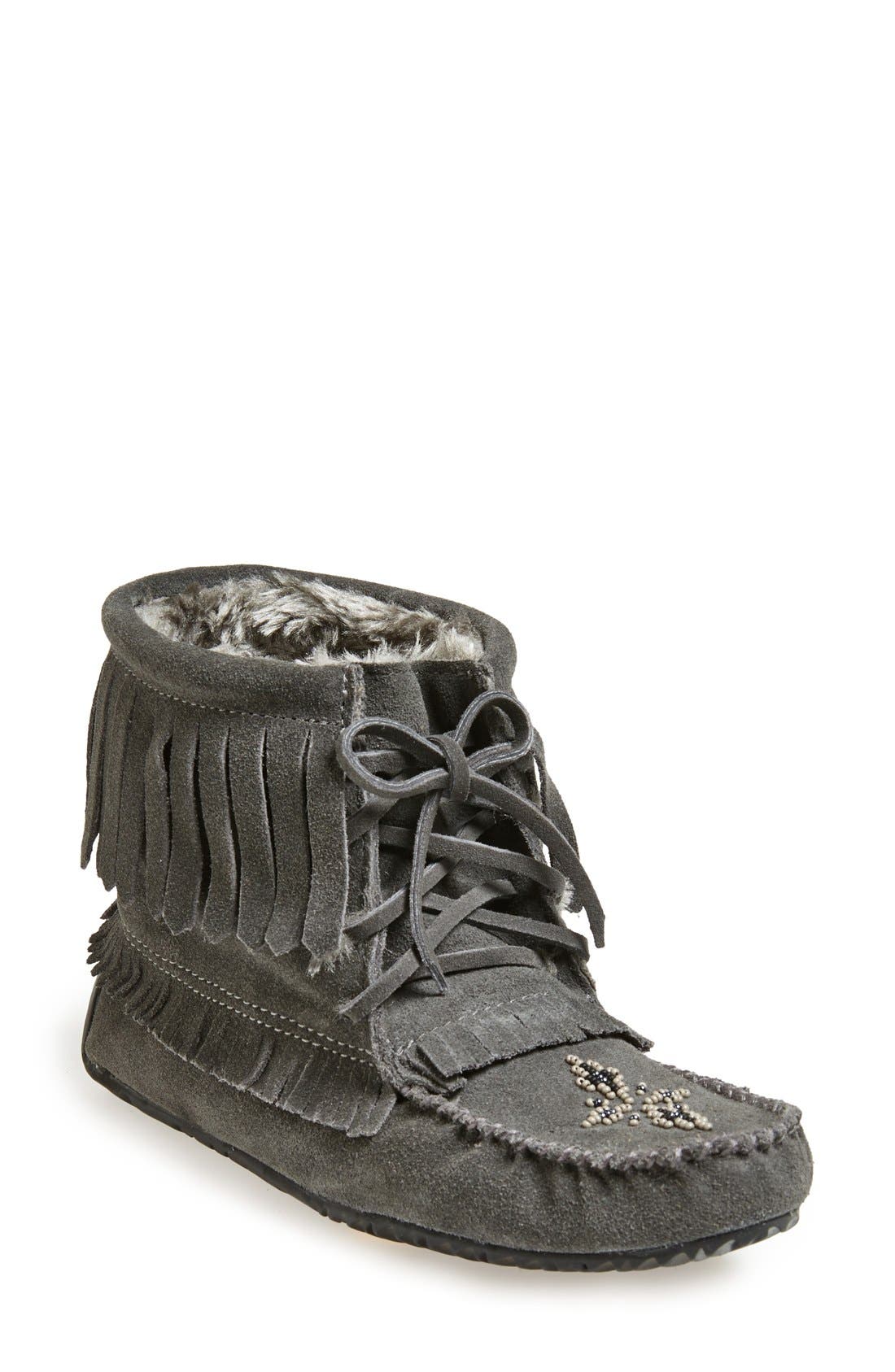 short black moccasin boots