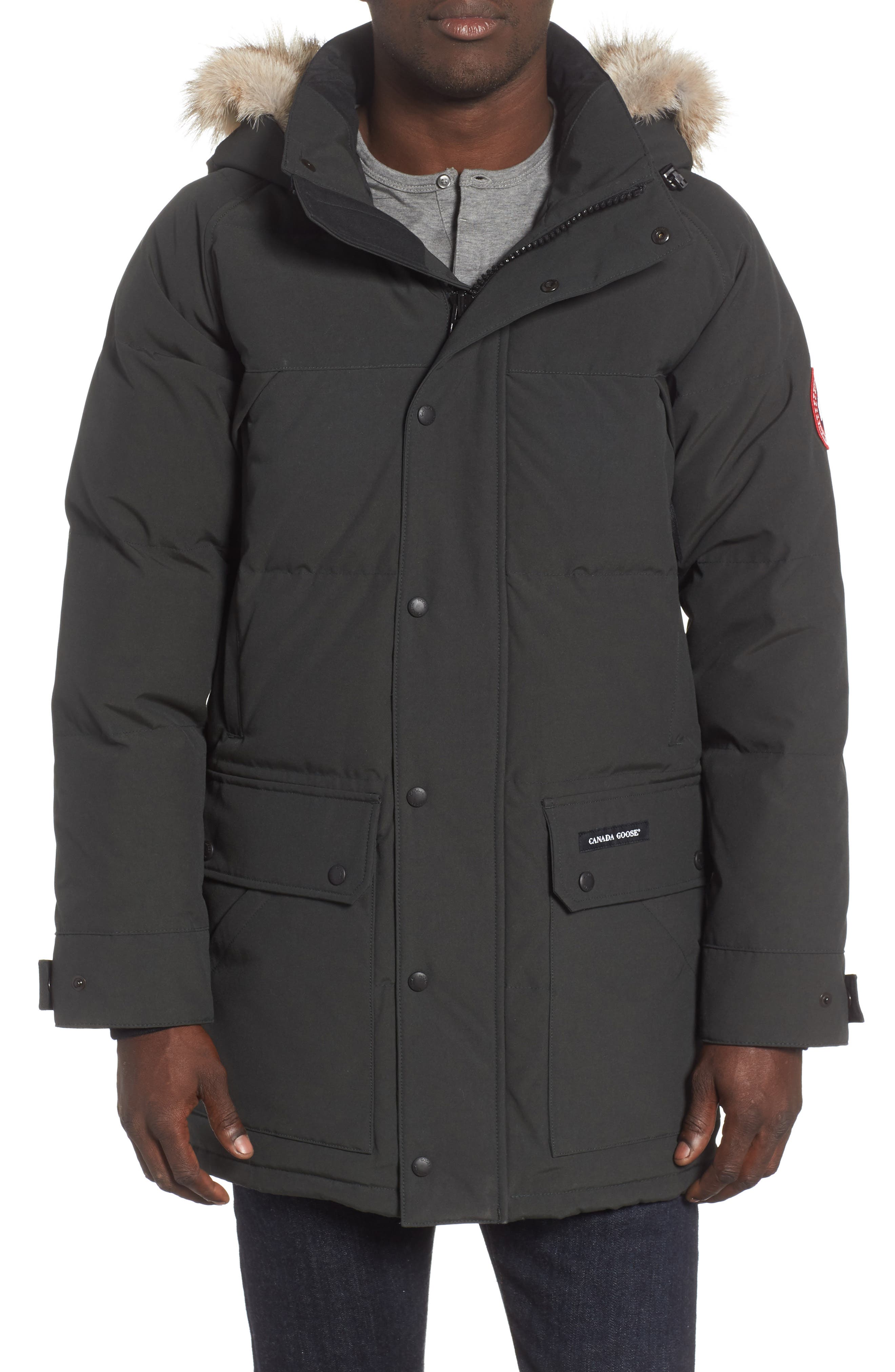 Canada Goose Emory Slim Fit Genuine Coyote Fur Trim Parka, Grey