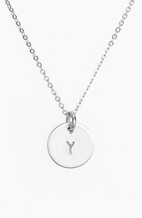 Sterling Silver Initial Mini Disc Necklace in Sterling Silver Y