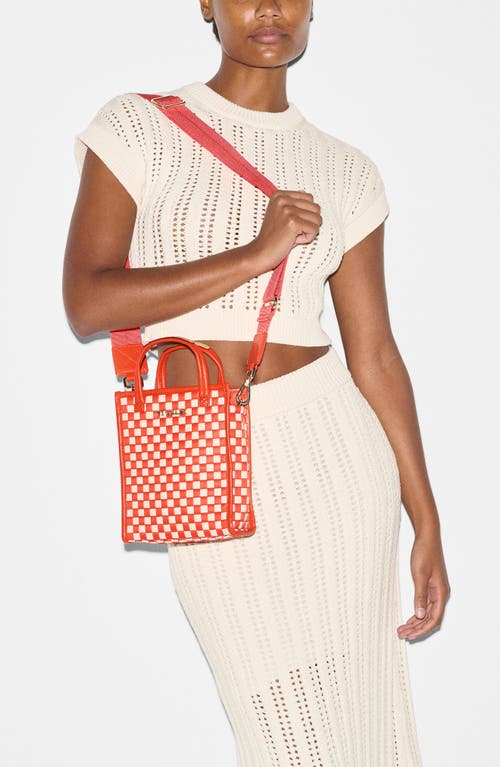 Shop Mz Wallace Micro Woven Nylon Box Tote In Sandshell/poppy