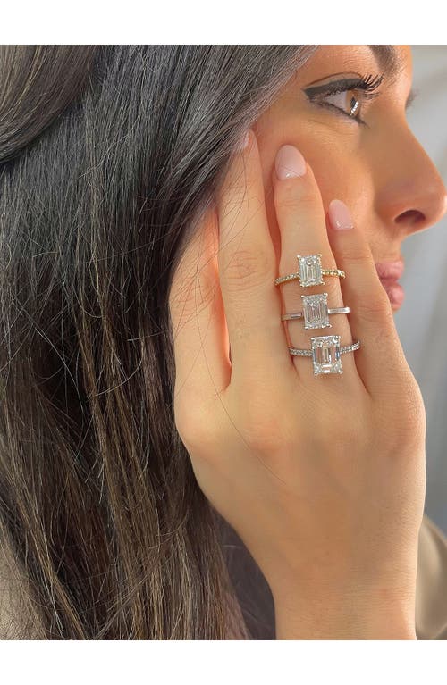 Hautecarat Emerald Cut & Pavé Lab Created Diamond 18k Gold Ring In 2.00 Ctw 18k White Gold