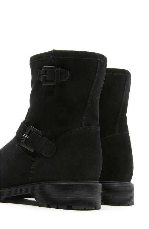 Shop La Canadienne Hana Waterproof Genuine Shearling Lined Engineer Boot In Black Suede