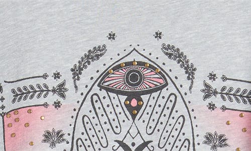 Shop Lucky Brand Floral Embellished Graphic T-shirt In Light Heather Gray