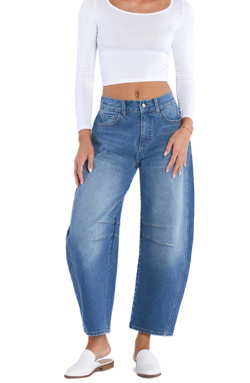 Shop Wash Lab Denim Crop High Waist Barrel Leg Jeans In Good Blue