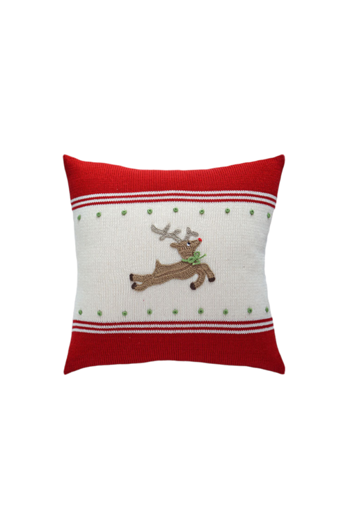 Melange Collection 14" Reindeer Pillow In Red