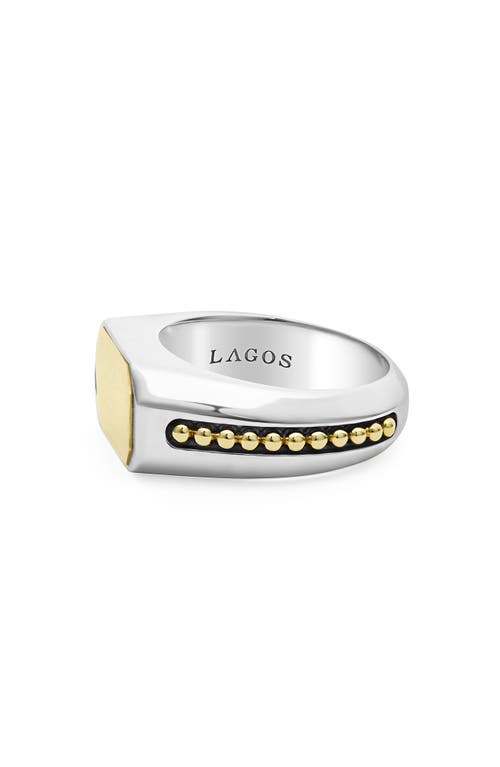 Shop Lagos Anthem Satin Signet Ring In Two-tone