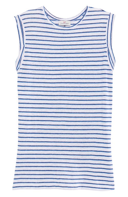 vineyard vines Stripe Linen Tank in Stripe - White/Db at Nordstrom, Size Medium