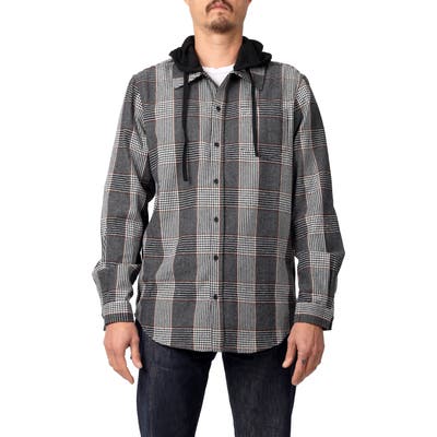 Lira Clothing Willows Hooded Flannel Button-Up Shirt, Grey