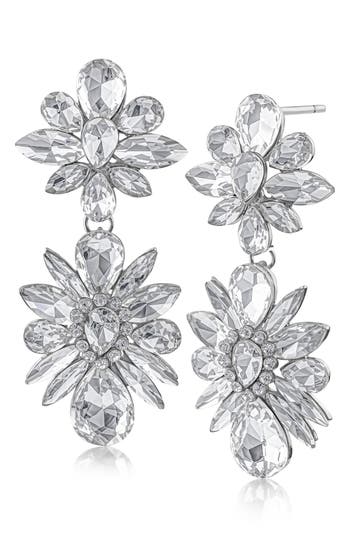 Jardin Crystal Cluster Double Drop Earrings In Metallic