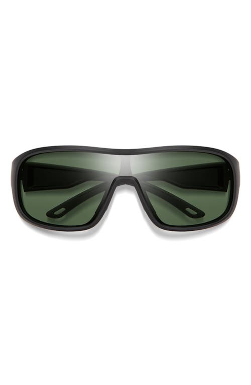 Spinner 134mm ChromaPop Polarized Shield Sunglasses in Matte Black /Grey Green