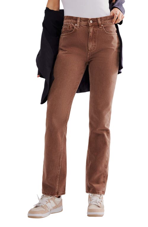 Shop Free People Xena Slim Straight Jeans In Chocolate Mousse