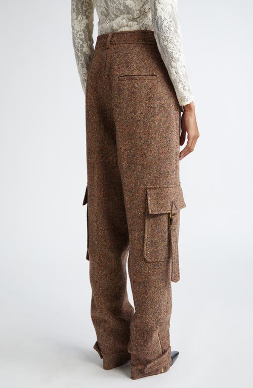 Shop Zimmermann Illustration Tweed Straight Leg Cargo Pants In Brown Multi