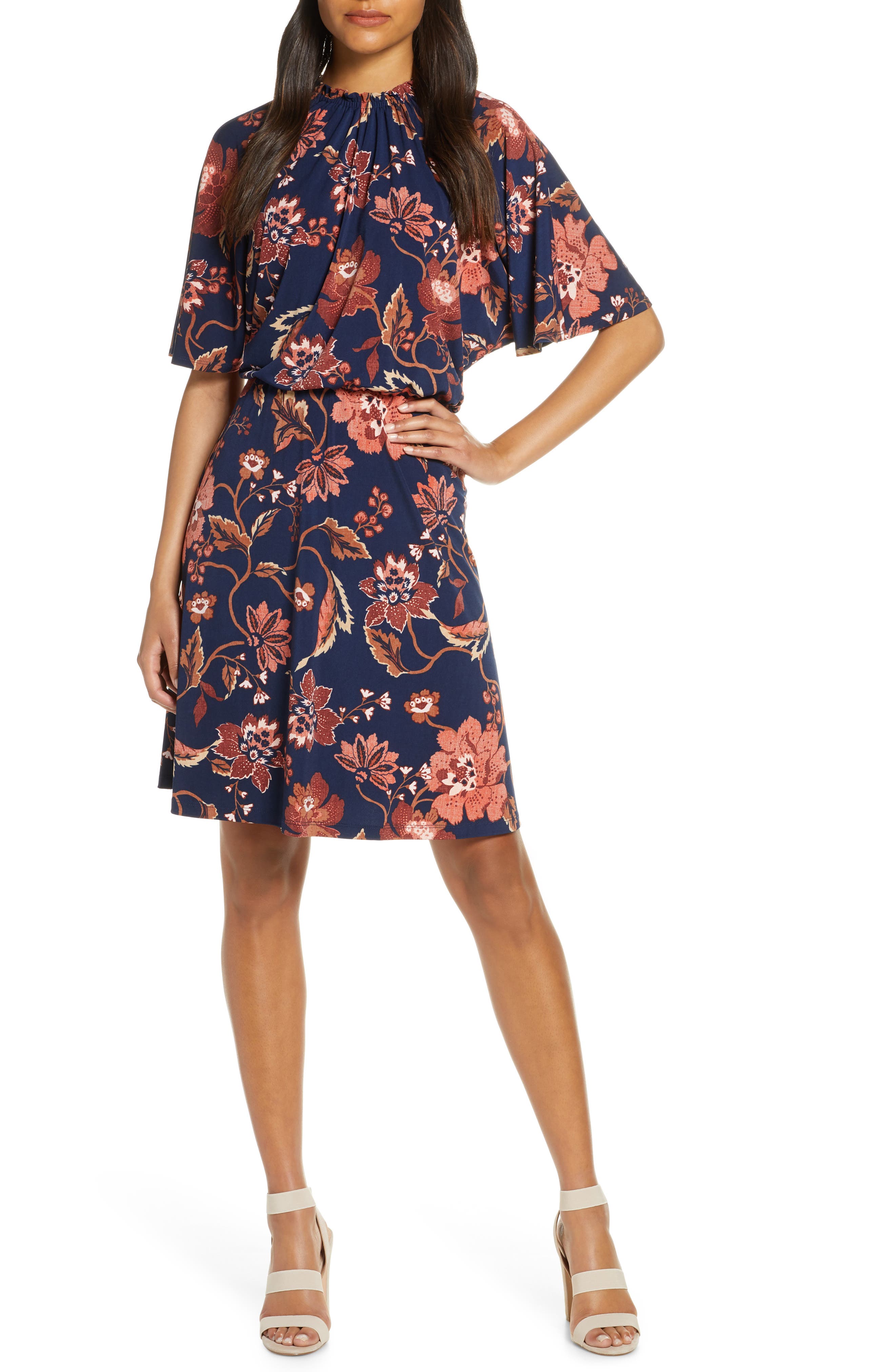 maggy london floral a line dress