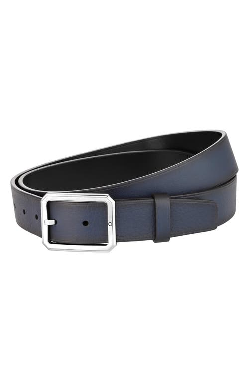 Montblanc Reversible Calfskin Leather Belt in Blue Black