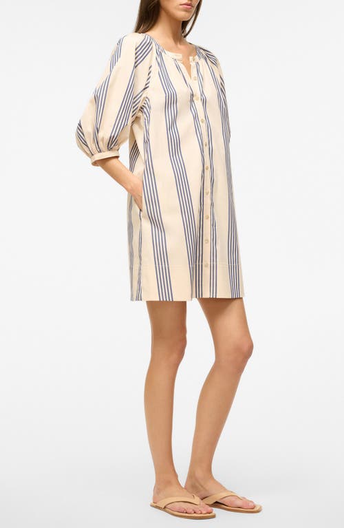 Shop Staud Vincent Stripe Shirtdress In Ivory/blue