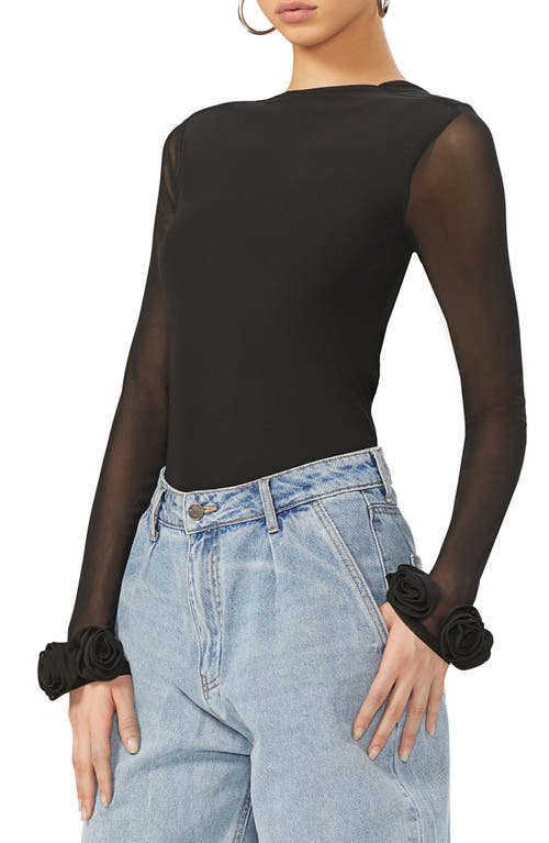 AFRM Lavi Mixed Media Open Back Top Noir at Nordstrom,