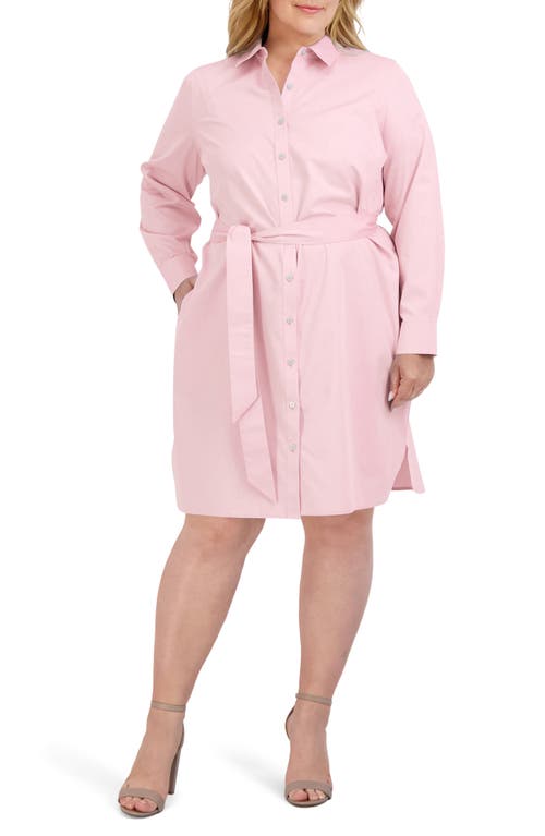 Rocca Long Sleeve Popover Shirtdress in Chambray Pink
