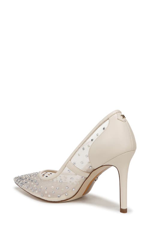 Sam Edelman Womens Hazel Rhinestone-embellished Mesh Courts Crea In Modern Ivory