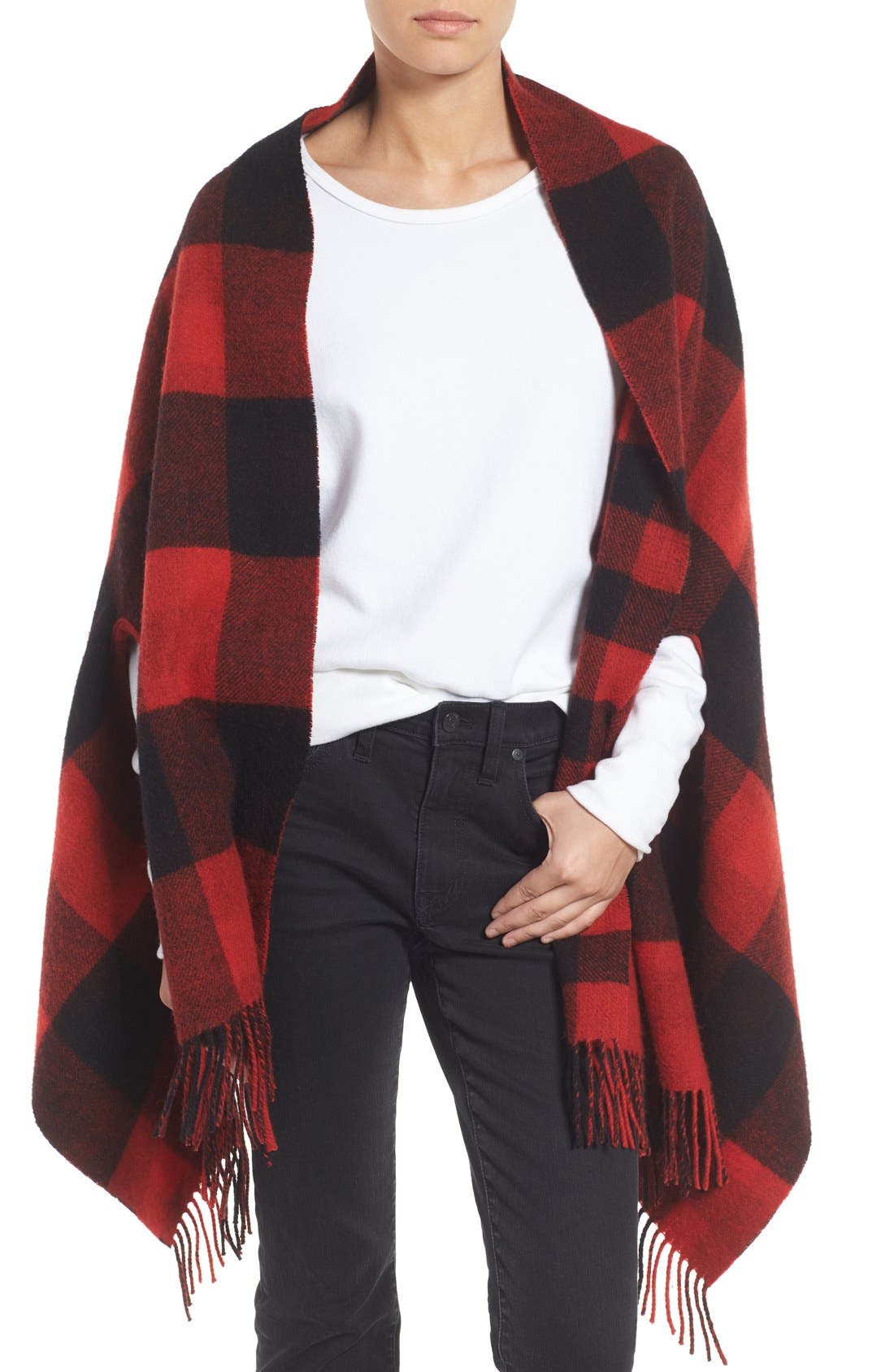 Madewell Plaid Wool Cape Scarf Nordstrom
