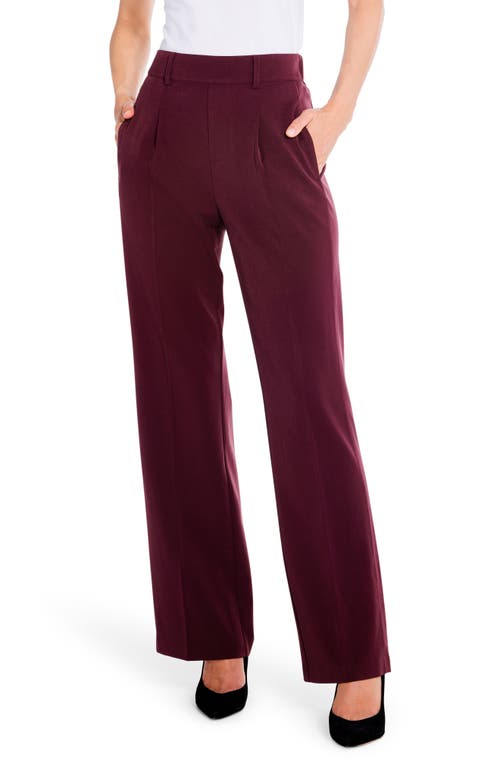NIC+ZOE Avenue Pleated Wide Leg Pants in Redwood