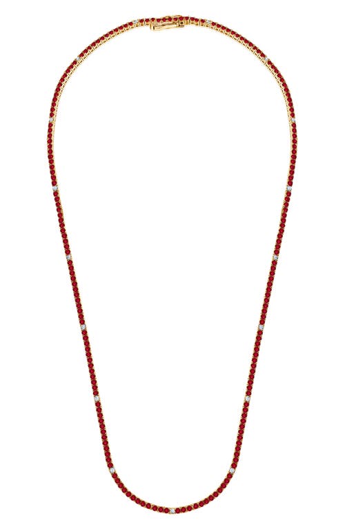 Crislu Cubic Zirconia Tennis Necklace in Ruby at Nordstrom, Size 18