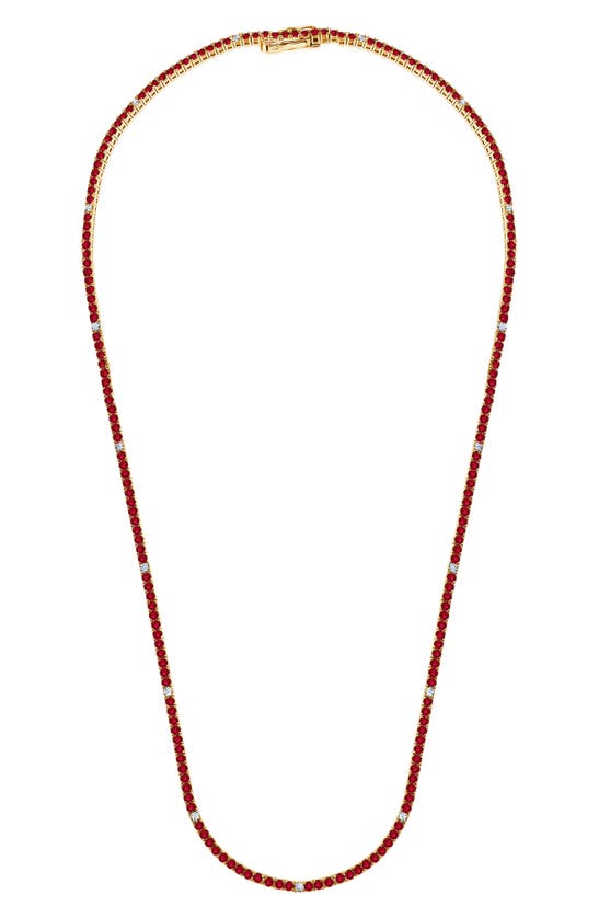 Crislu Cubic Zirconia Tennis Necklace In Ruby