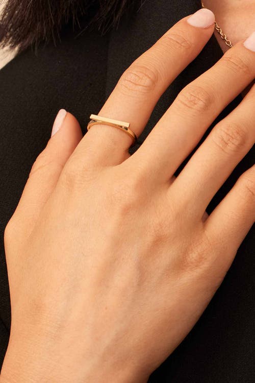 Shop Oradina 14k Gold Brooklyn Bar Ring In Rose Gold