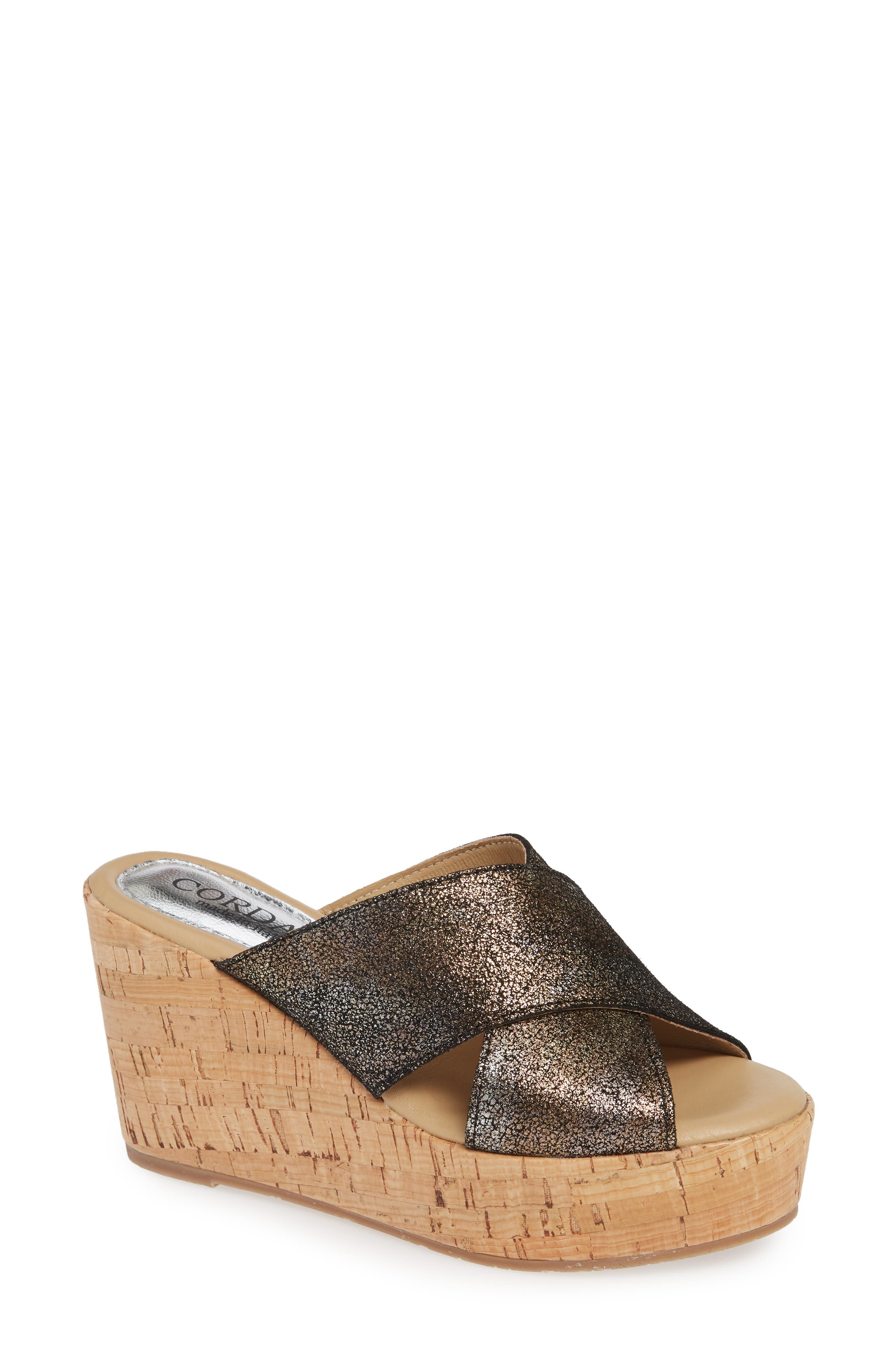 Cordani Jan Platform Wedge Slide Sandal - Metallic