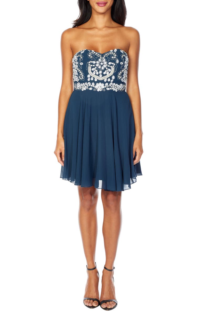 Lace & Beads Amelia Strapless Fit & Flare Dress | Nordstrom