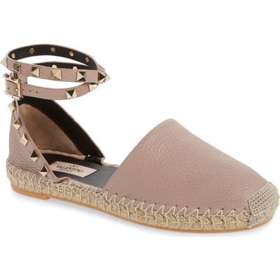 Valentino Garavani Rockstud Espadrille Flat, Beige