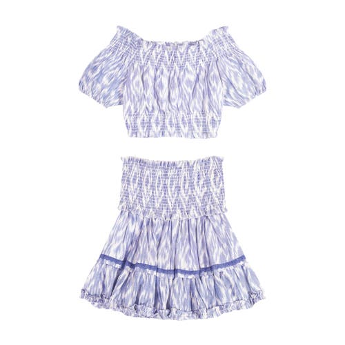 Shop Mer St. Barth Amelie Crop Top And Skirt Set In Blue Ikat