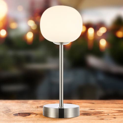 Jonathan Y Natalia Modern Minimalist Iron Rechargeable Integrated Portable Led Table Lamp In Nickel