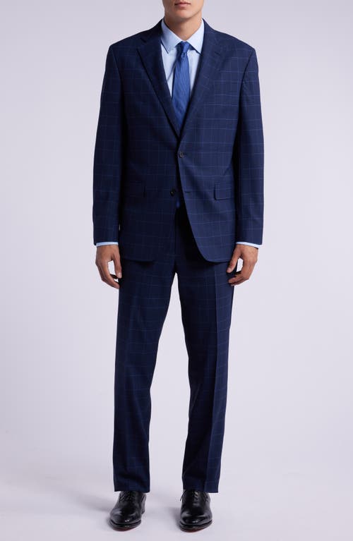 Shop Brooks Brothers Explorer Collection Windowpane Check 100s Wool Suit In Navy Check